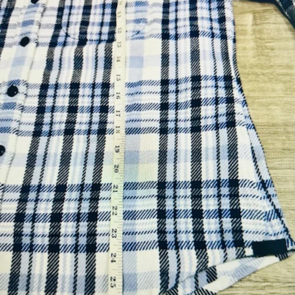 Outerknown Blanket Shirt Womens XS/S Bright Blue Ventana Plaid Heavy Cotton - Picture 3 of 4